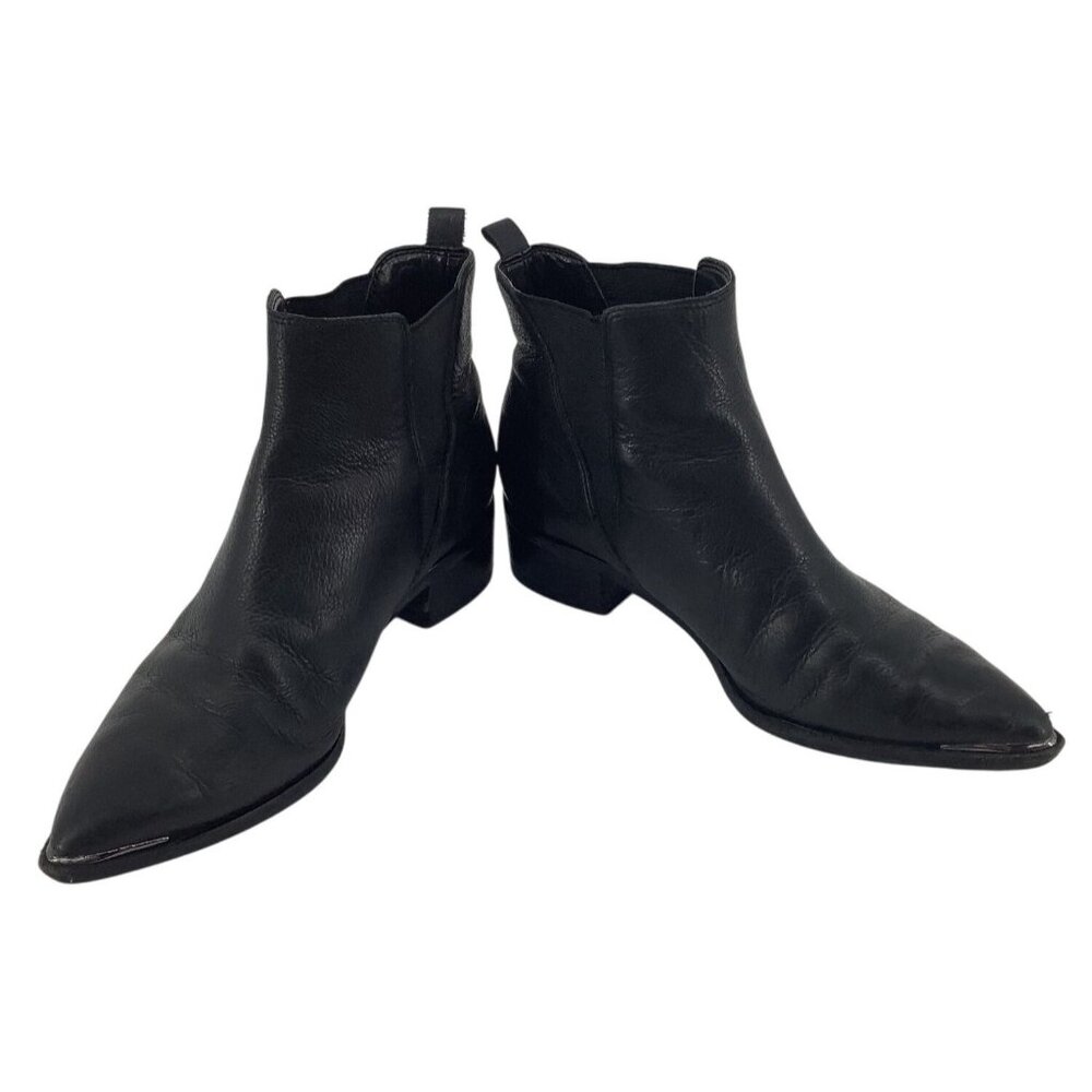 Marc Fisher Womens 6 MLYALE Ankle Cowgorl Boots Black Leather Pointed Toe Qualit - Picture 5 of 6